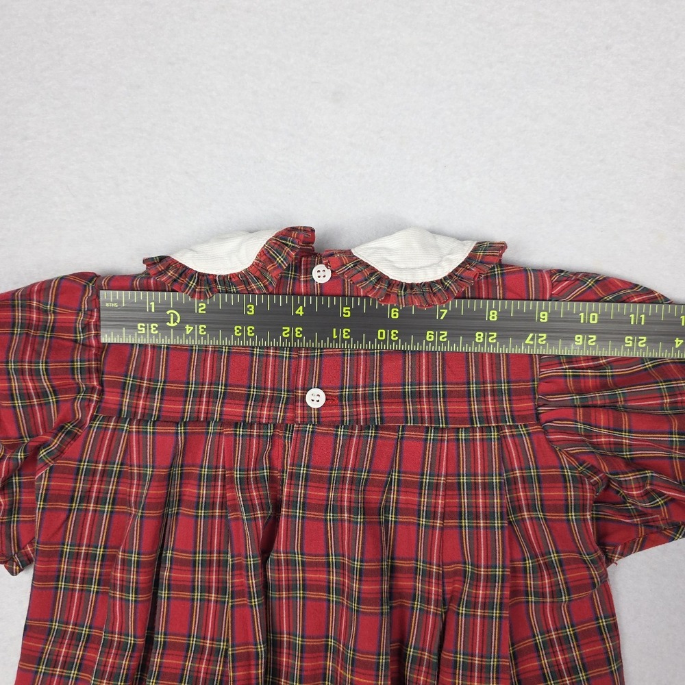 VTG Orient Express Girls Short Sleeve Dress‎ 3 Red Plaid Smock Holiday Hong Kong - Picture 9 of 12